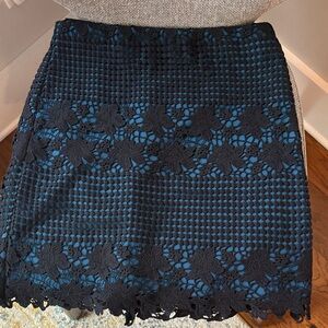 Ann Taylor Black and Blue Lace Pencil Skirt